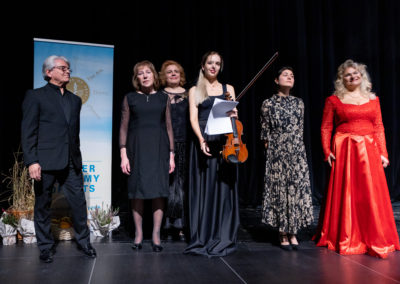 A photo after the second concert with the music of Prof. Lazar Nikolov; from left to right: Prof. Georgi Spassov - flute; Tatiana Bozhko - piano; Zornitsa Ilarionova - violin; Mila Mihova - piano, and Silvana Pravcheva - soprano